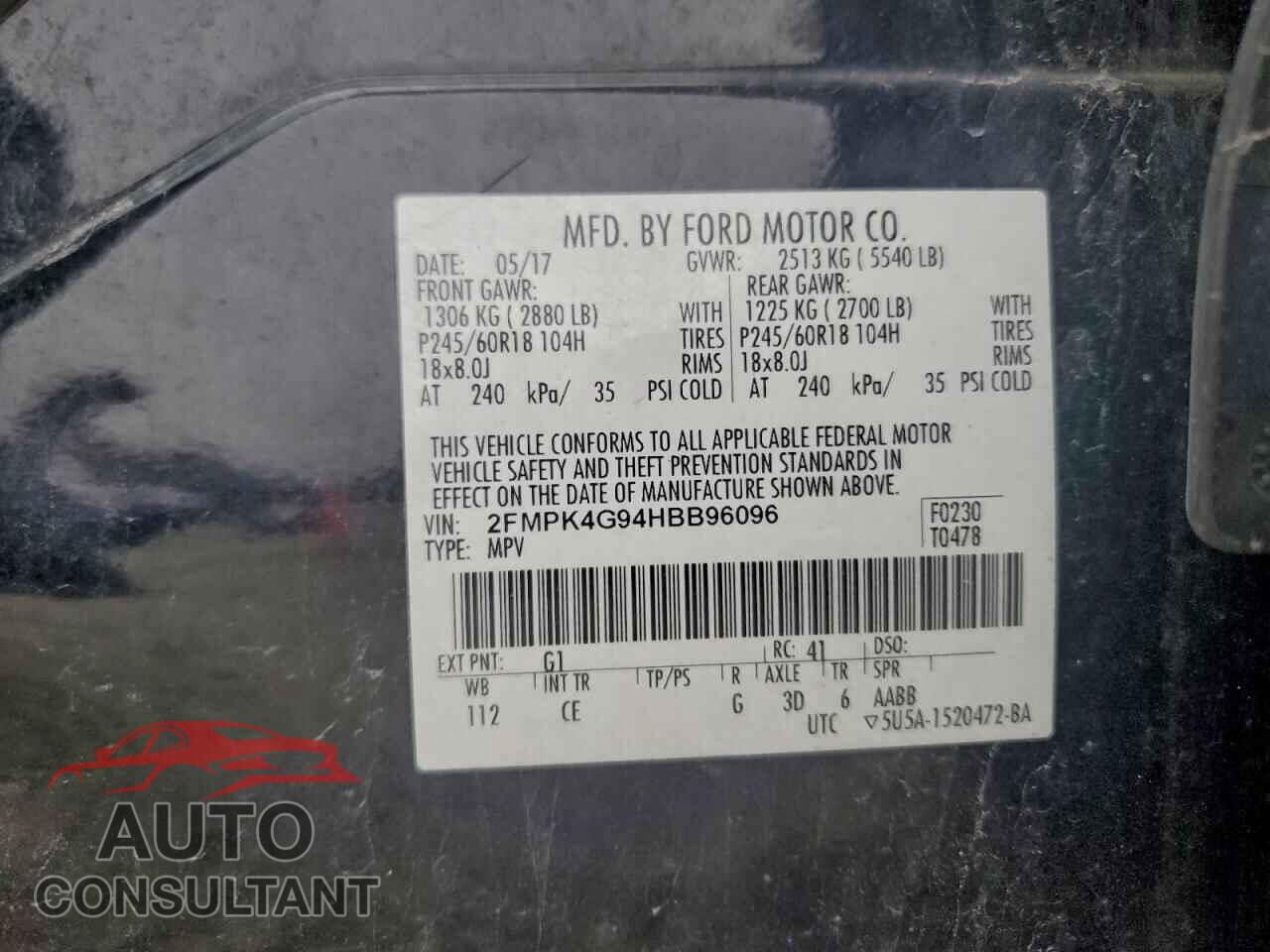 FORD EDGE 2017 - 2FMPK4G94HBB96096