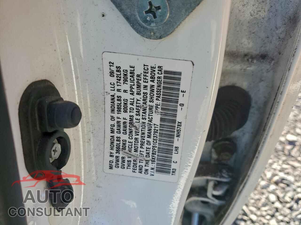 HONDA CIVIC 2012 - 19XFB2F51CE379217