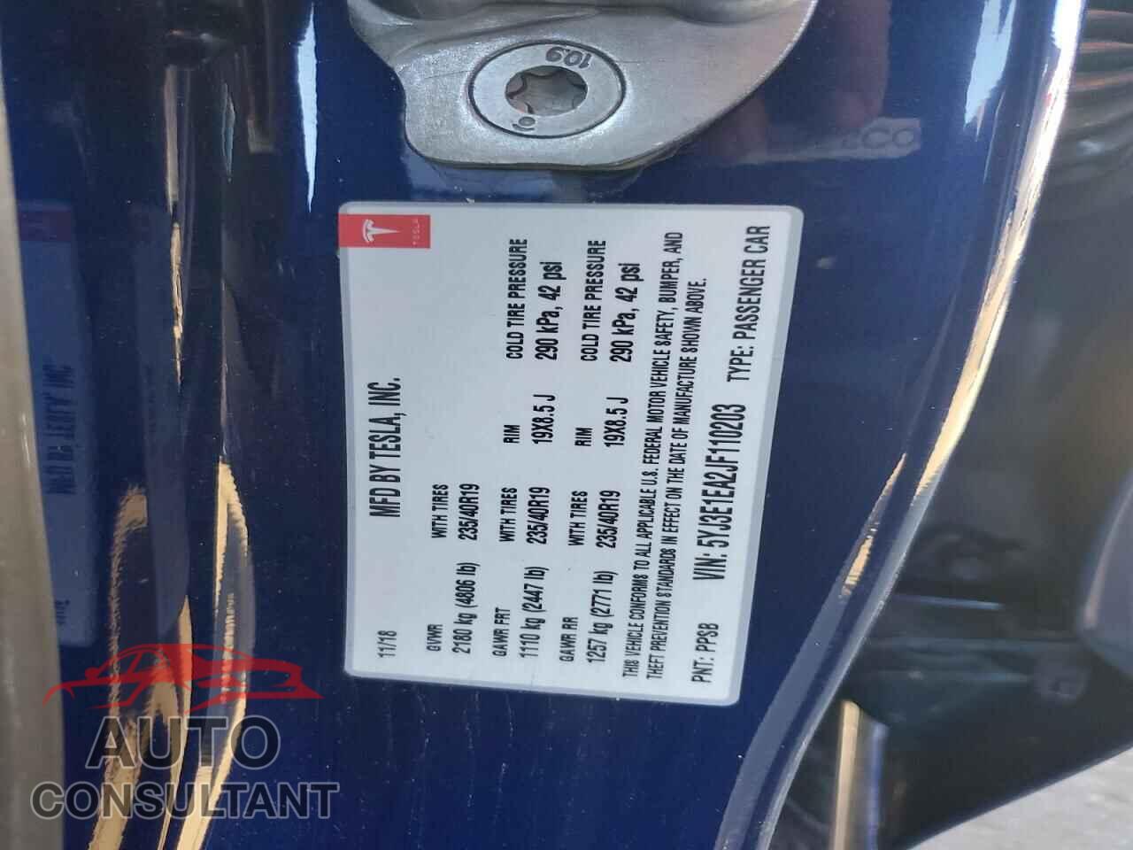 TESLA MODEL 3 2018 - 5YJ3E1EA2JF110203