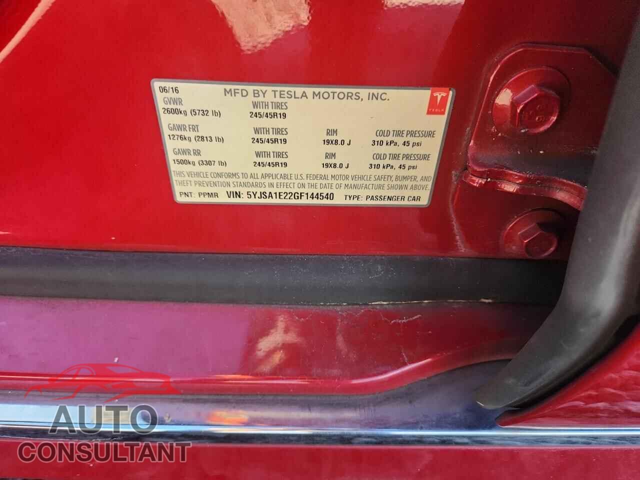 TESLA MODEL S 2016 - 5YJSA1E22GF144540
