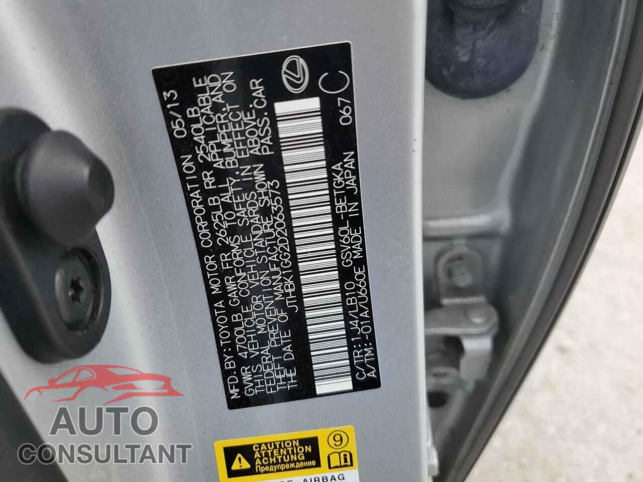 LEXUS ES350 2013 - JTHBK1GG2D2063573