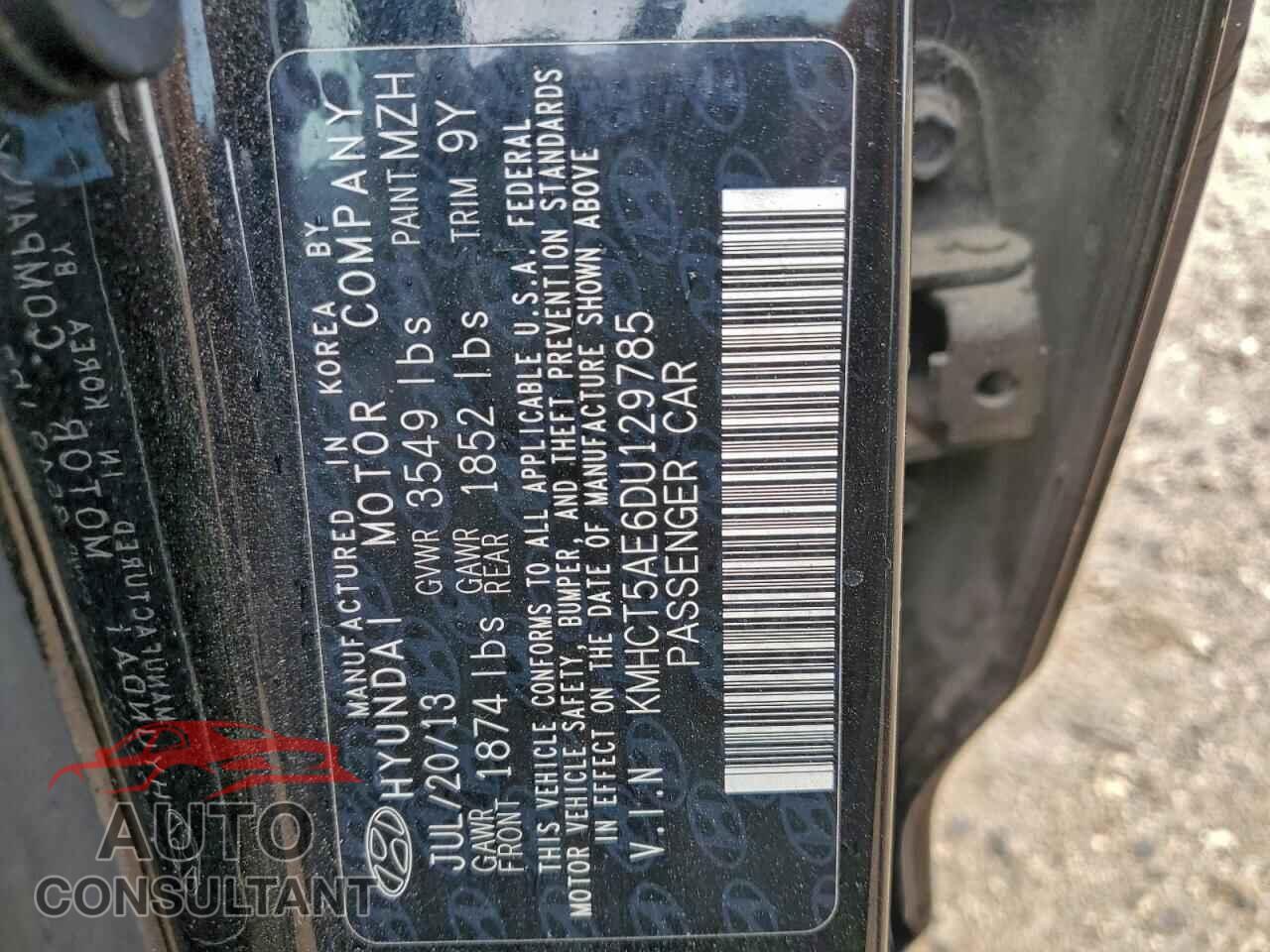 HYUNDAI ACCENT 2013 - KMHCT5AE6DU129785