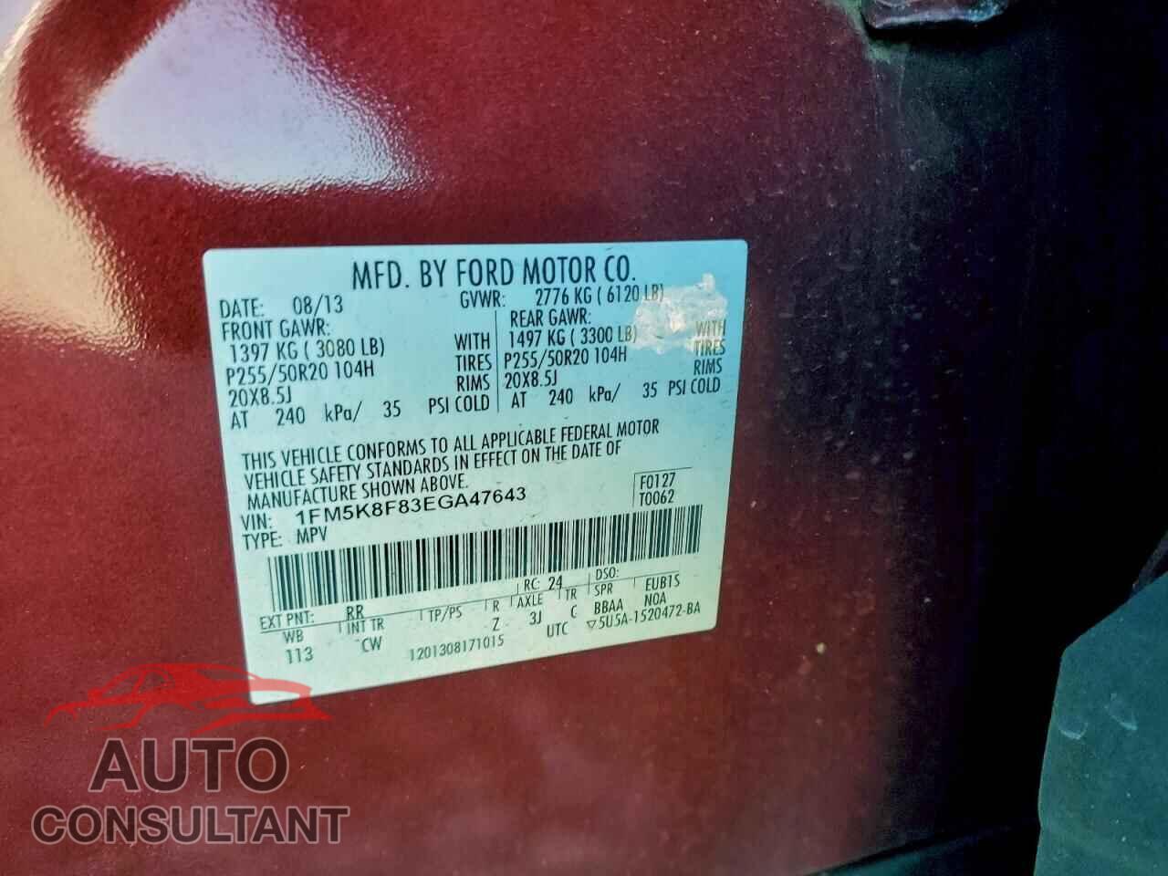 FORD EXPLORER 2014 - 1FM5K8F83EGA47643