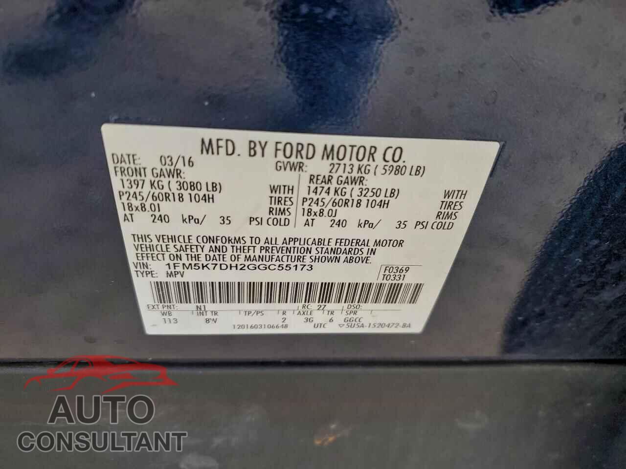 FORD EXPLORER 2016 - 1FM5K7DH2GGC55173