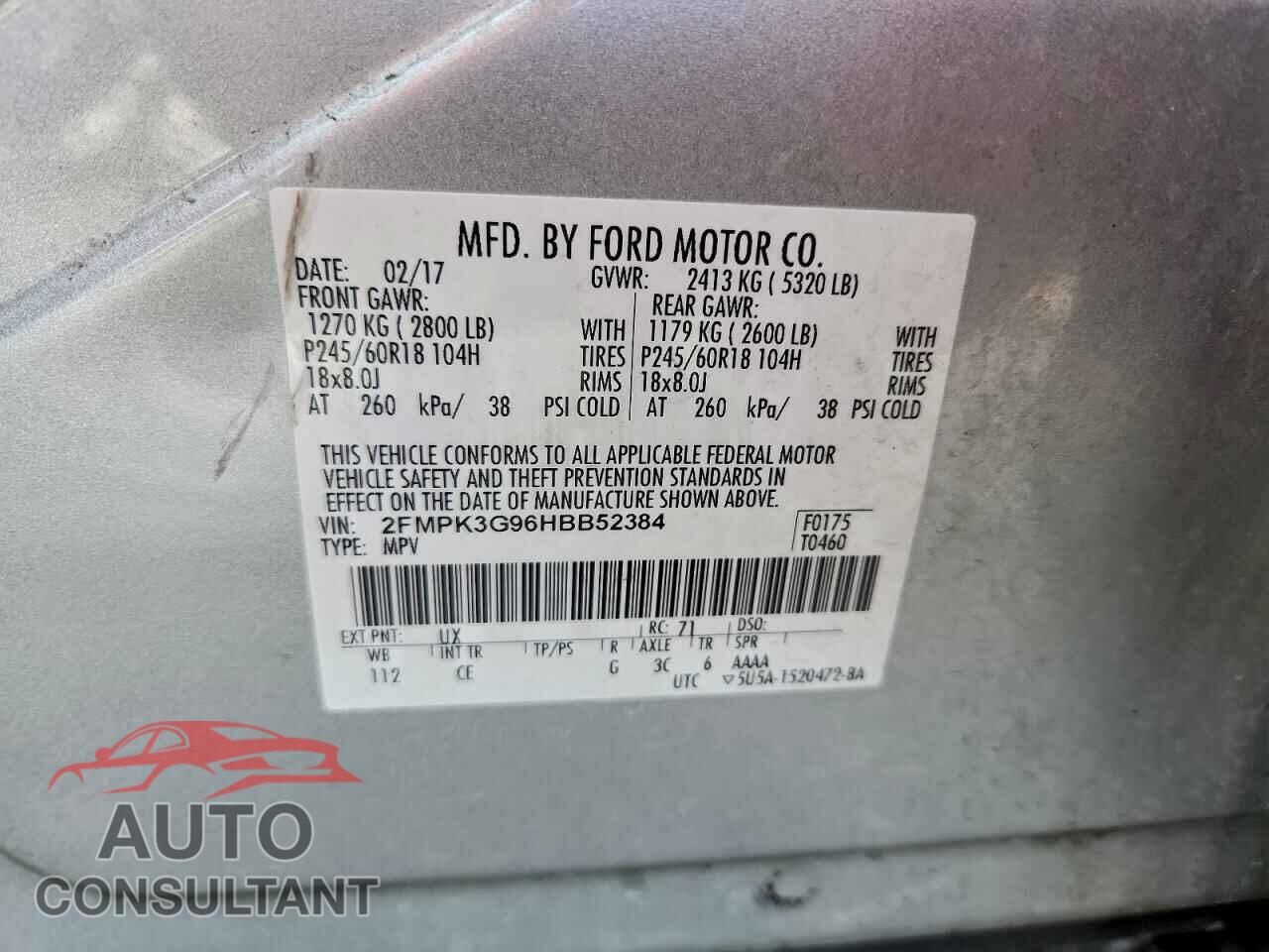 FORD EDGE 2017 - 2FMPK3G96HBB52384