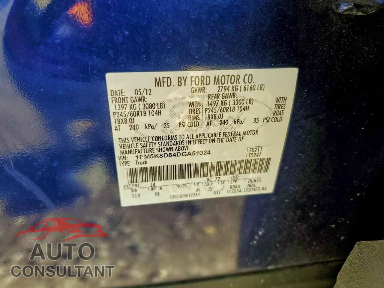 FORD EXPLORER 2013 - 1FM5K8D84DGA51024