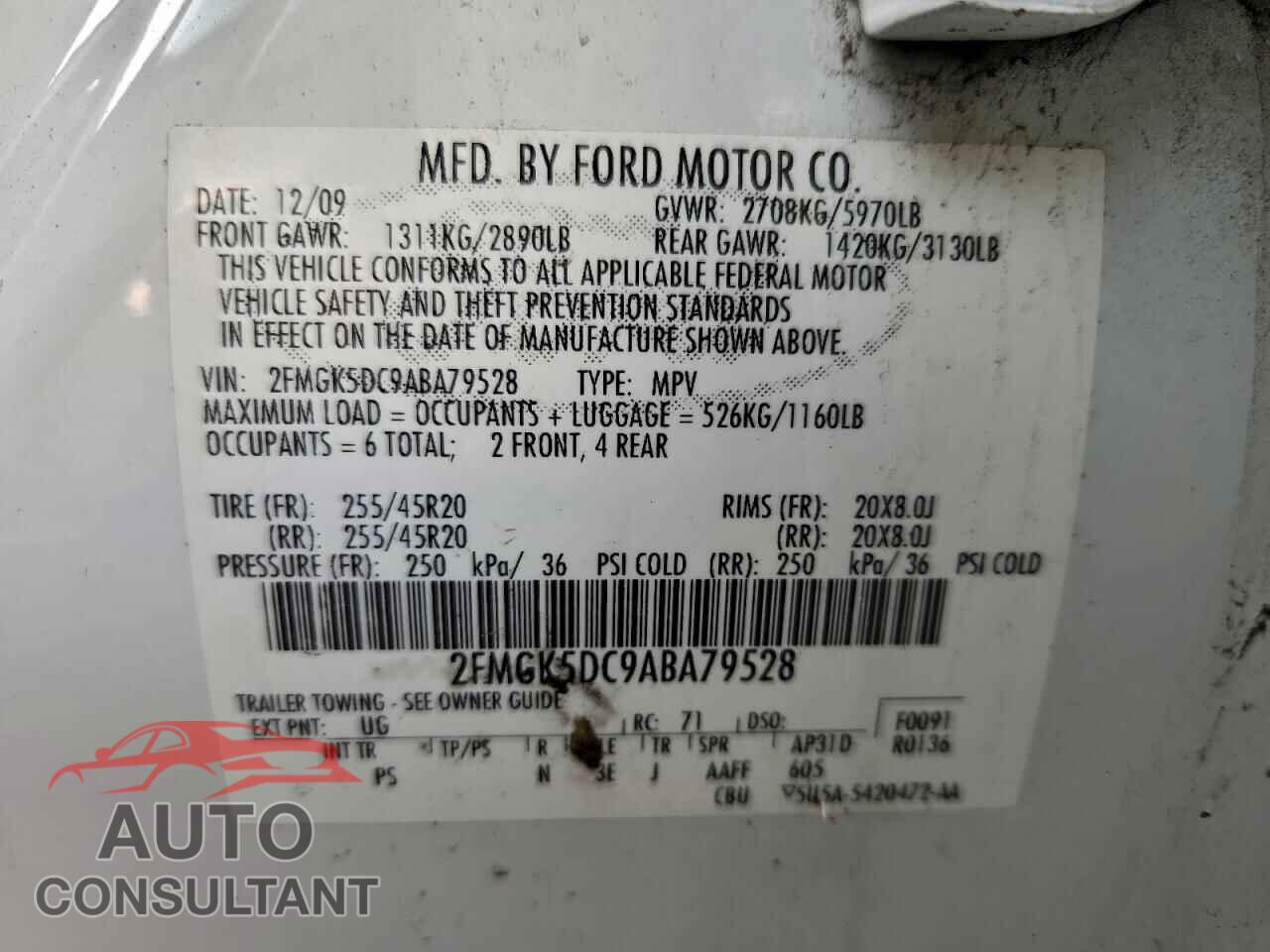 FORD FLEX 2010 - 2FMGK5DC9ABA79528