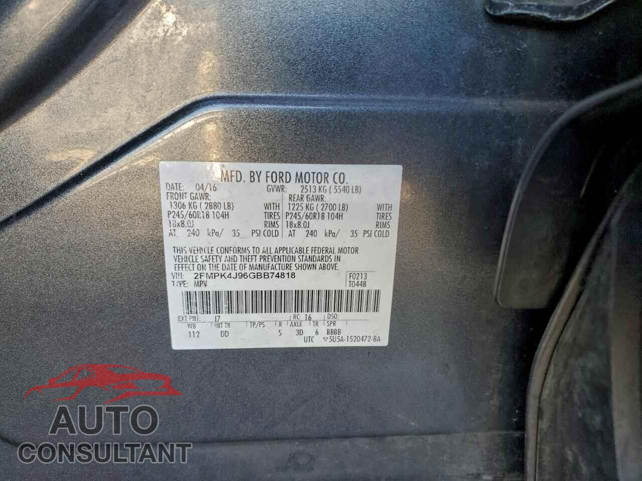 FORD EDGE 2016 - 2FMPK4J96GBB74818