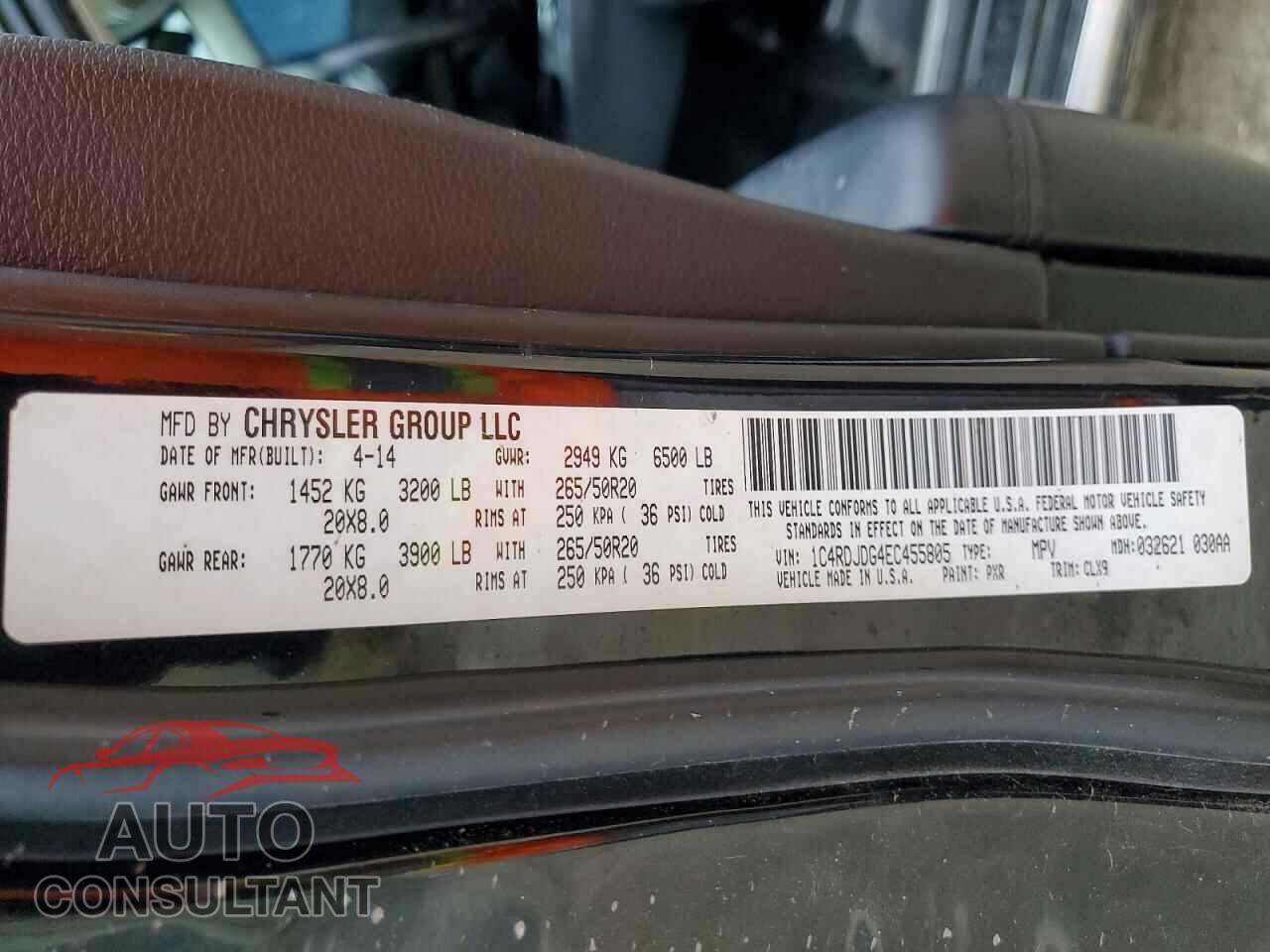 DODGE DURANGO 2014 - 1C4RDJDG4EC455805