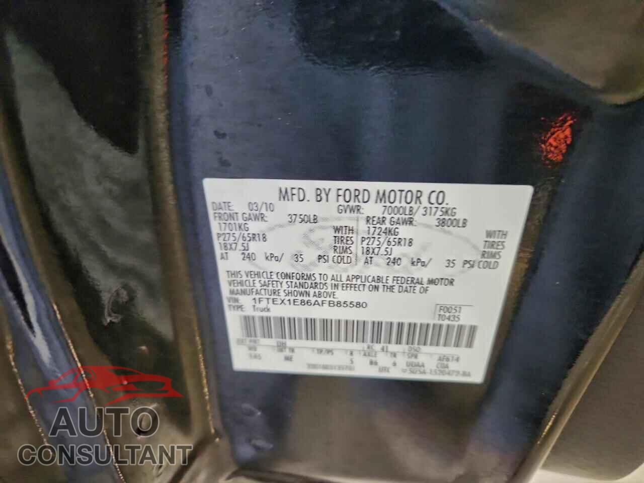 FORD F150 2010 - 1FTEX1E86AFB85580