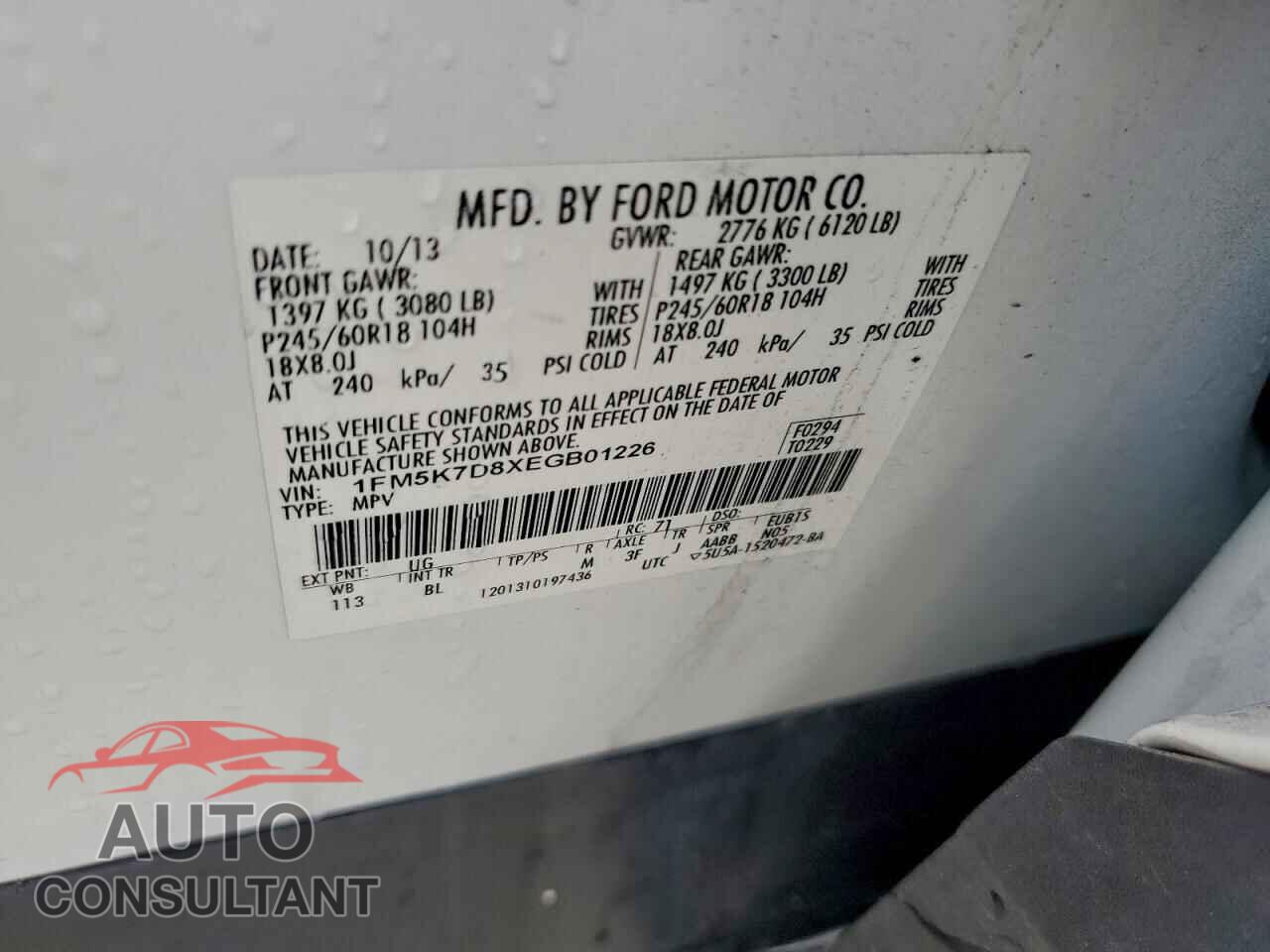 FORD EXPLORER 2014 - 1FM5K7D8XEGB01226