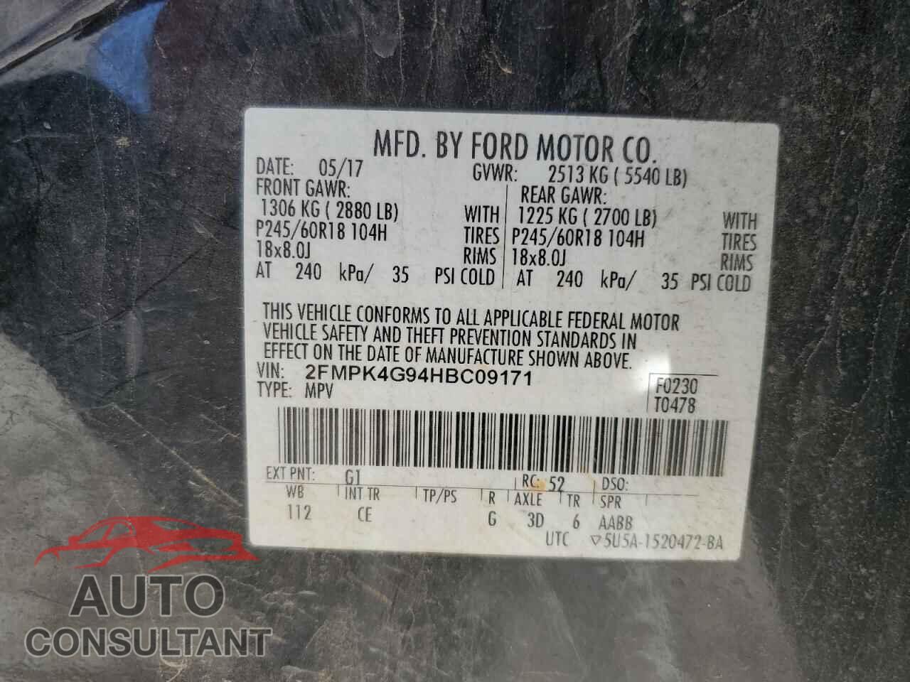 FORD EDGE 2017 - 2FMPK4G94HBC09171