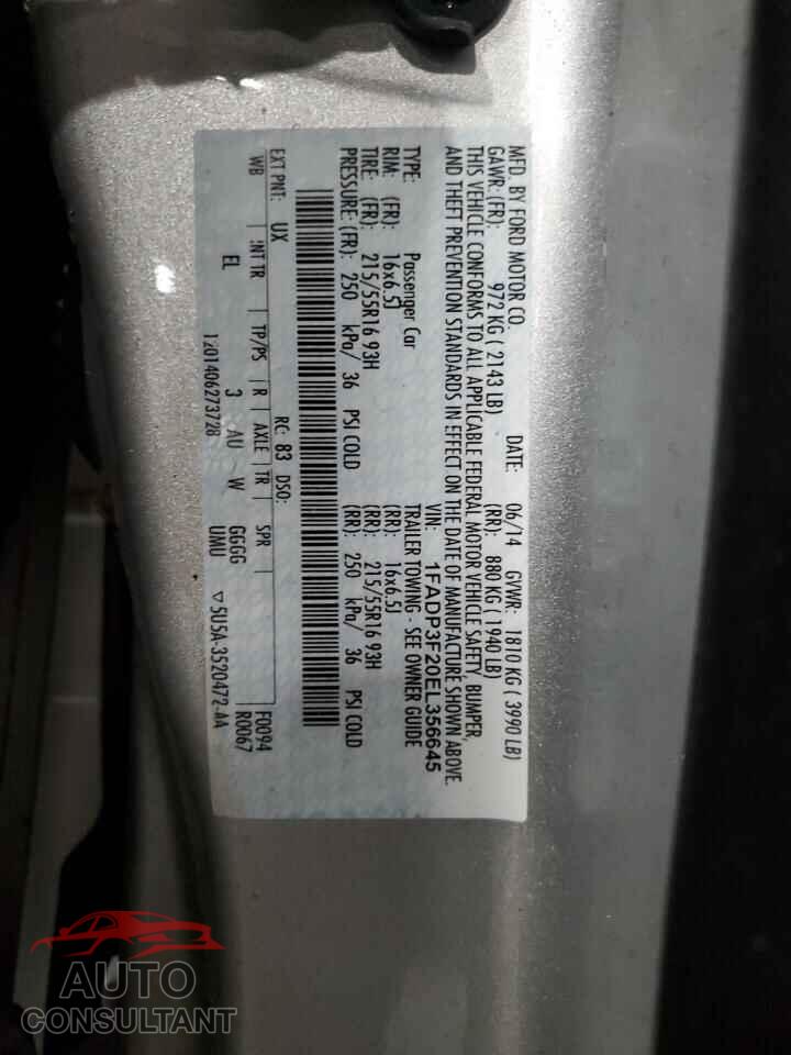 FORD FOCUS 2014 - 1FADP3F20EL356645