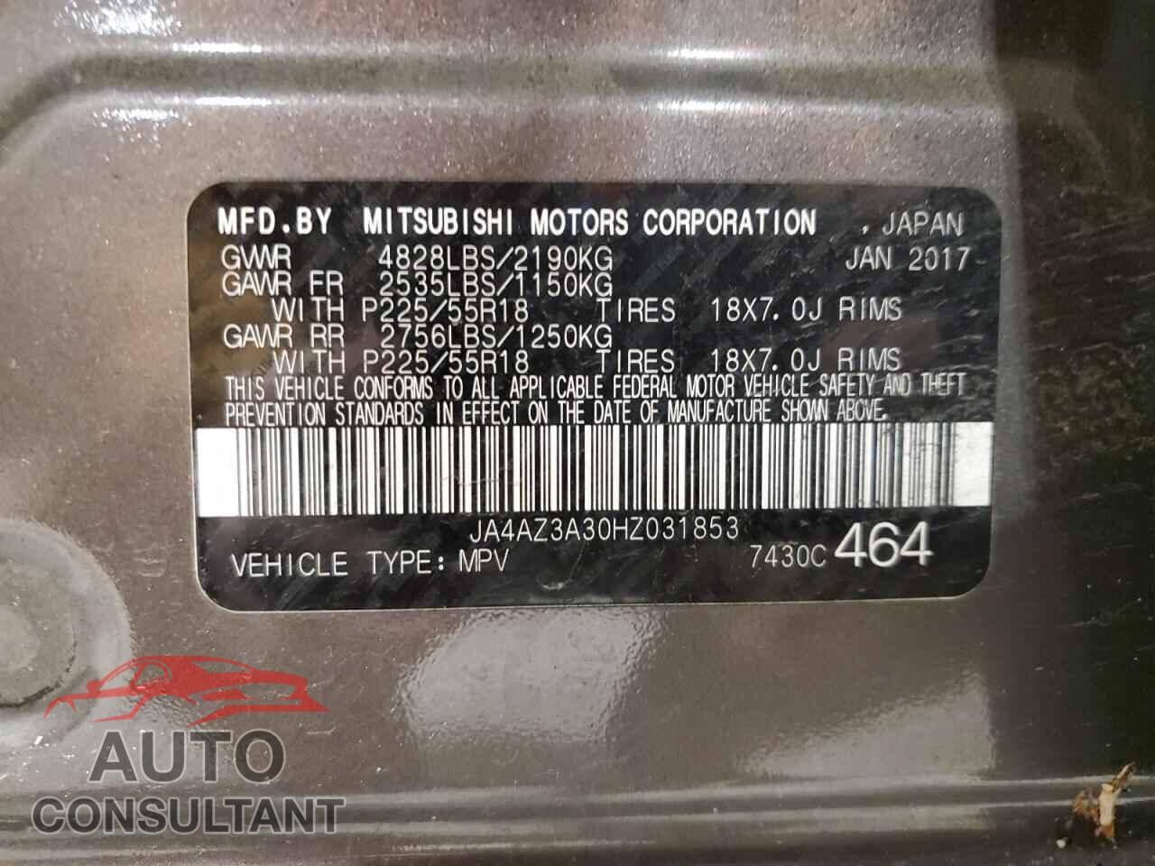 MITSUBISHI OUTLANDER 2017 - JA4AZ3A30HZ031853