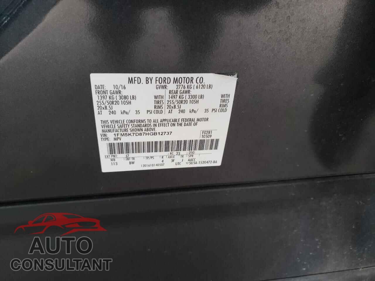 FORD EXPLORER 2017 - 1FM5K7D87HGB12737