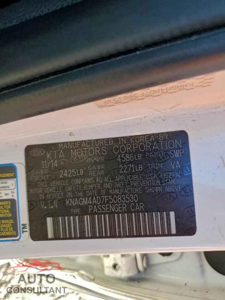KIA OPTIMA 2015 - KNAGM4AD7F5083530