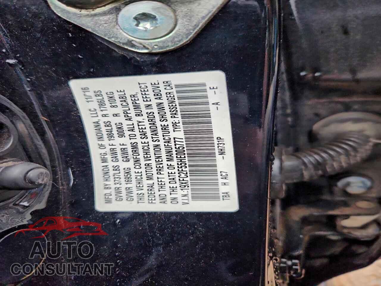 HONDA CIVIC 2017 - 19XFC2F55HE005777