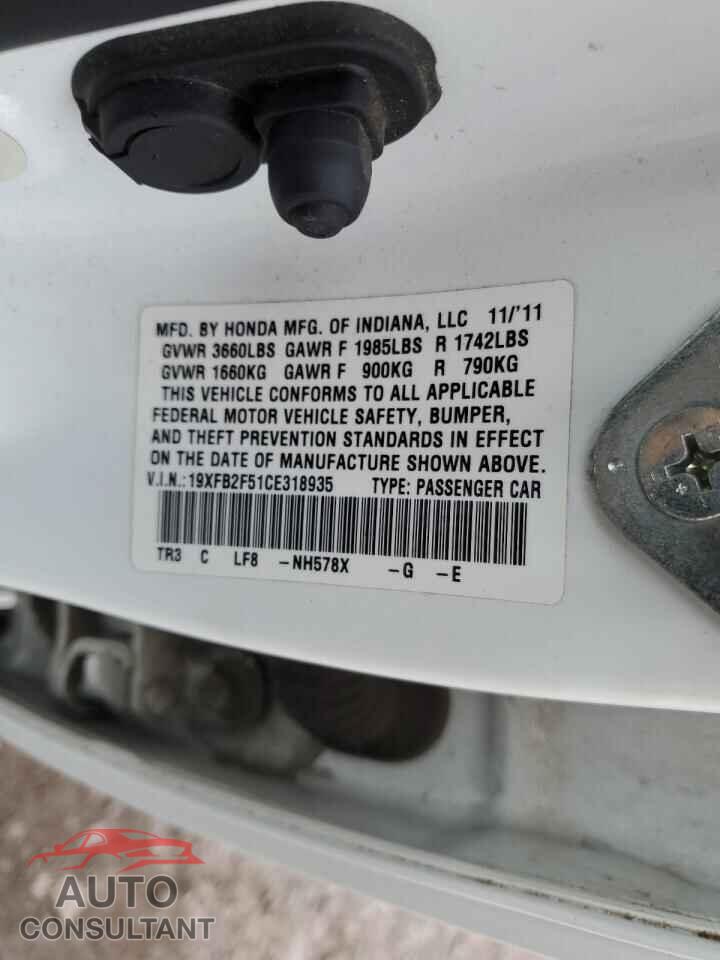 HONDA CIVIC 2012 - 19XFB2F51CE318935