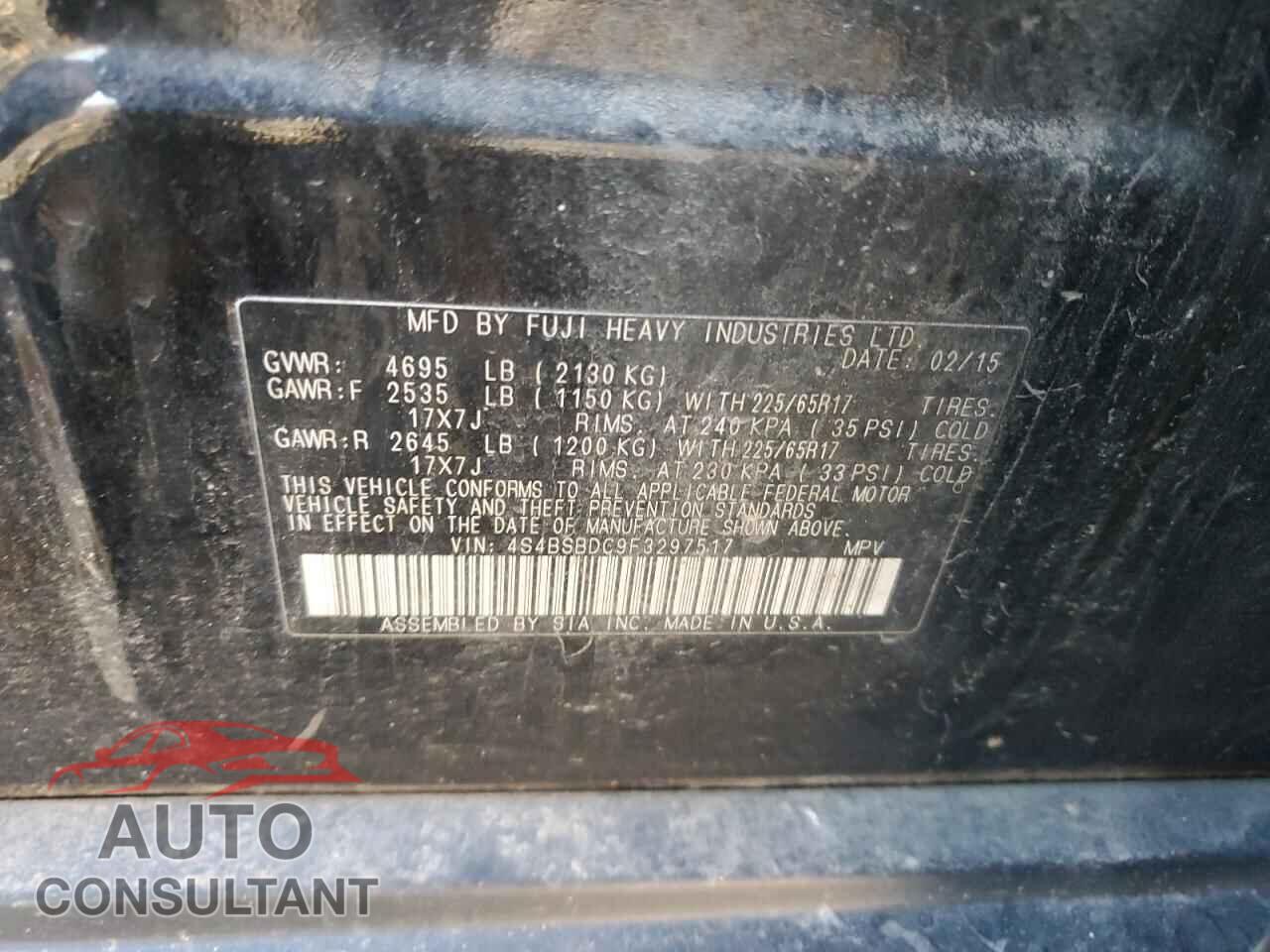 SUBARU OUTBACK 2015 - 4S4BSBDC9F3297517
