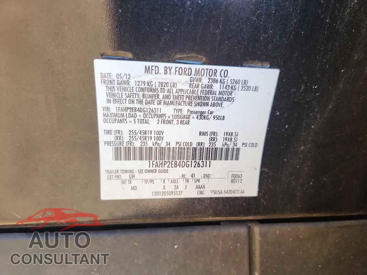 FORD TAURUS 2013 - 1FAHP2E84DG126311