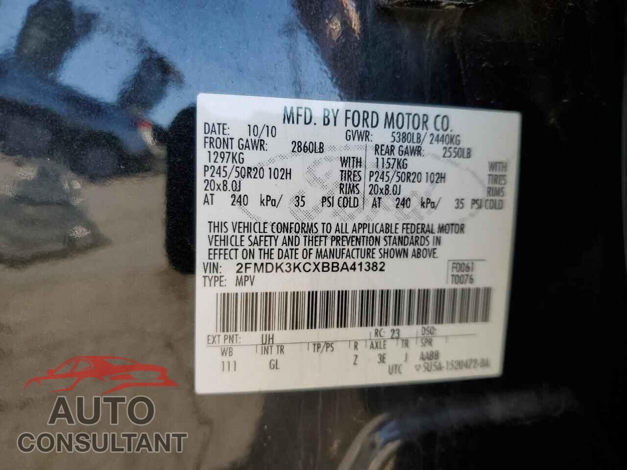 FORD EDGE 2011 - 2FMDK3KCXBBA41382