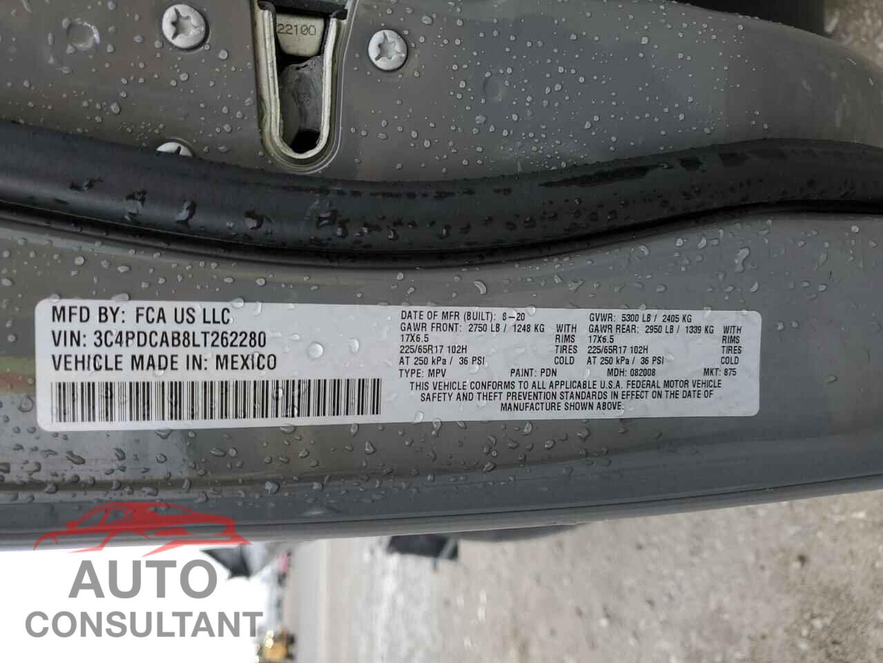 DODGE JOURNEY 2020 - 3C4PDCAB8LT262280