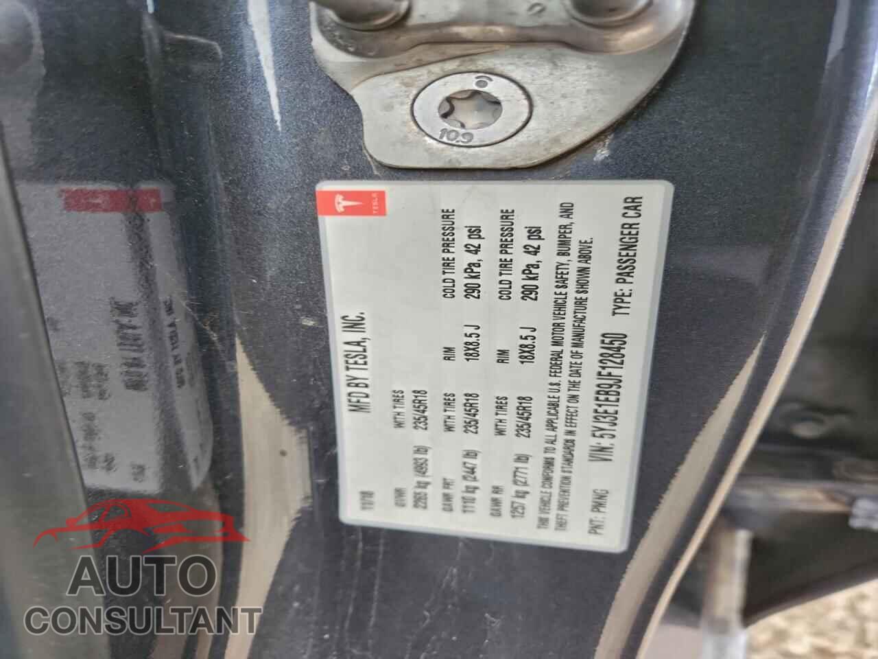 TESLA MODEL 3 2018 - 5YJ3E1EB9JF128450