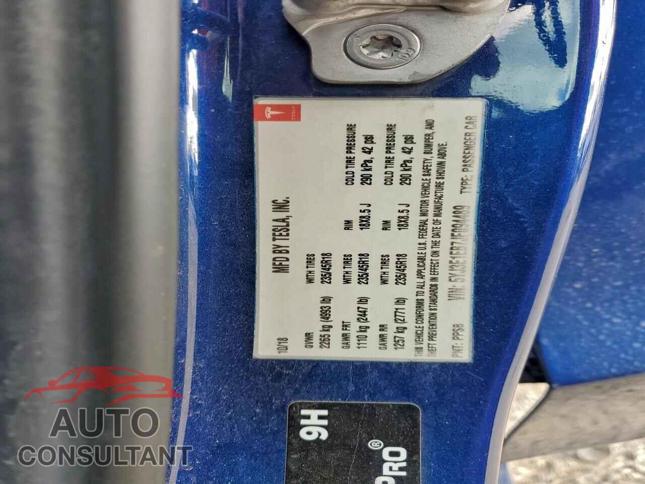 TESLA MODEL 3 2018 - 5YJ3E1EB7JF094489