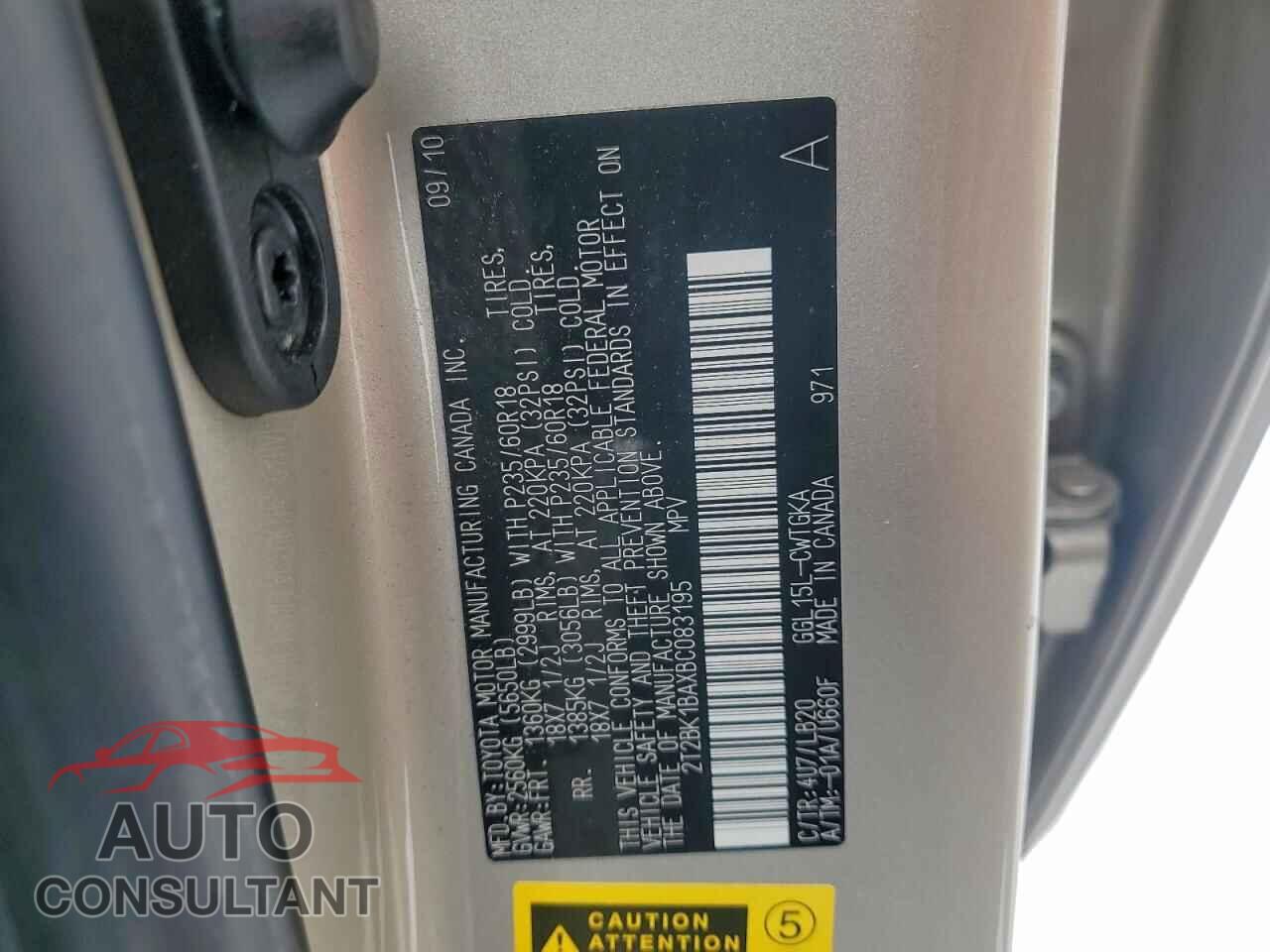 LEXUS RX350 2011 - 2T2BK1BAXBC083195