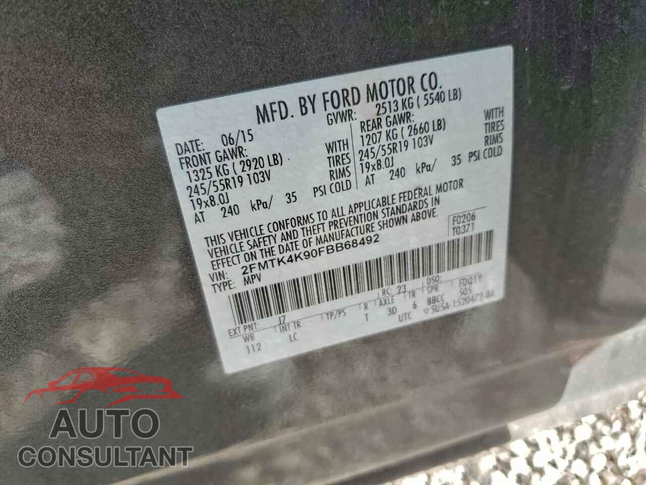 FORD EDGE 2015 - 2FMTK4K90FBB68492