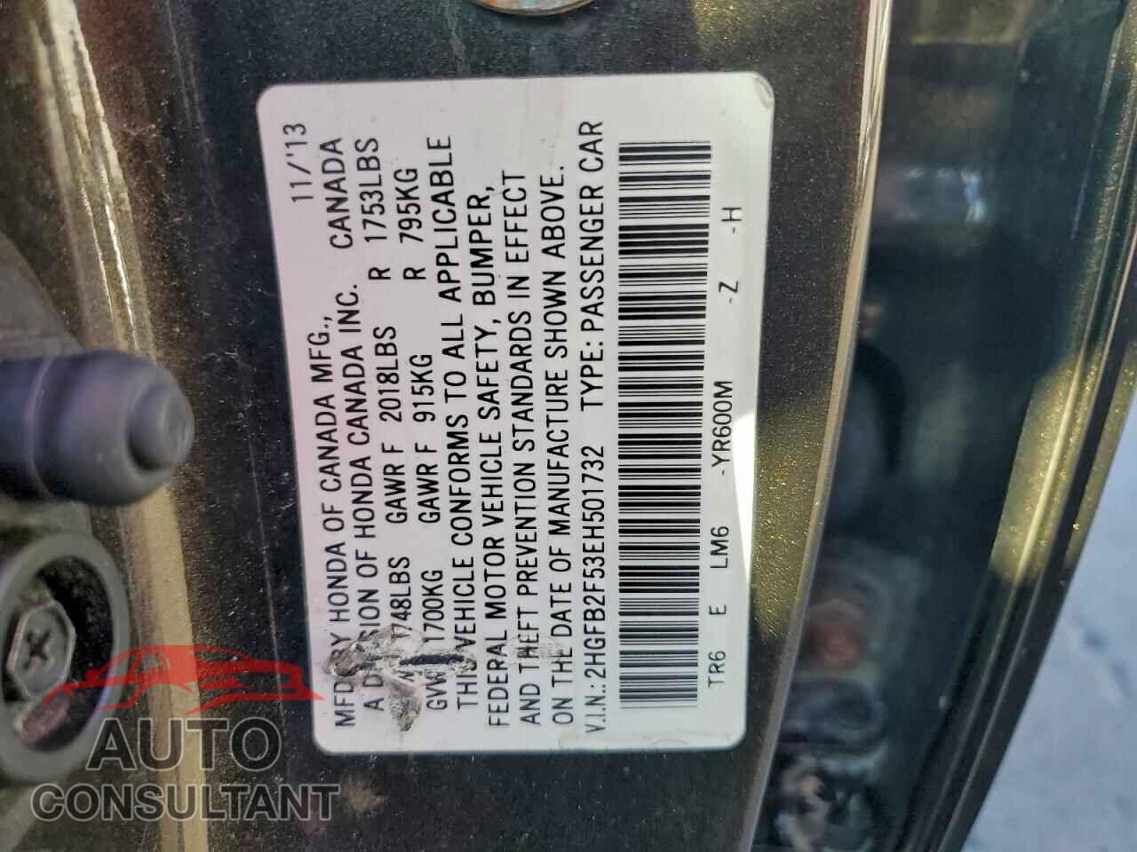 HONDA CIVIC 2014 - 2HGFB2F53EH501732
