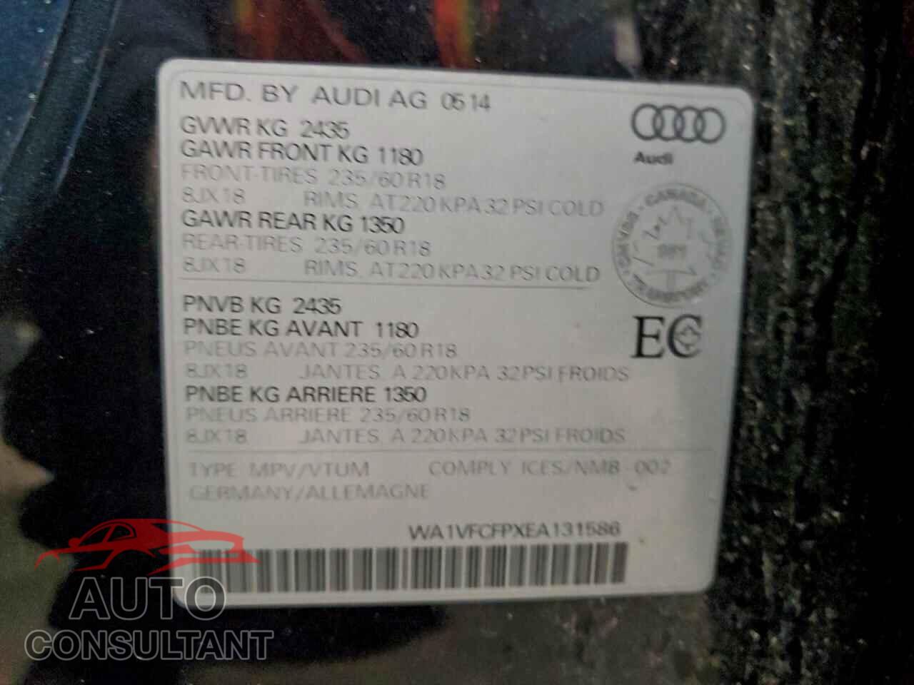 AUDI Q5 2014 - WA1VFCFPXEA131586