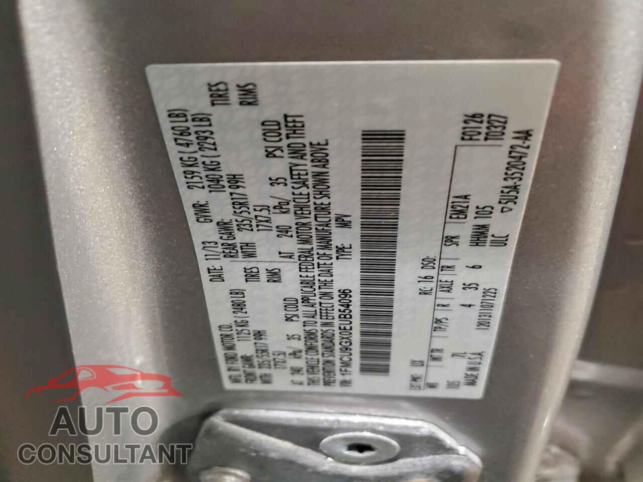 FORD ESCAPE 2014 - 1FMCU9GX0EUB54096