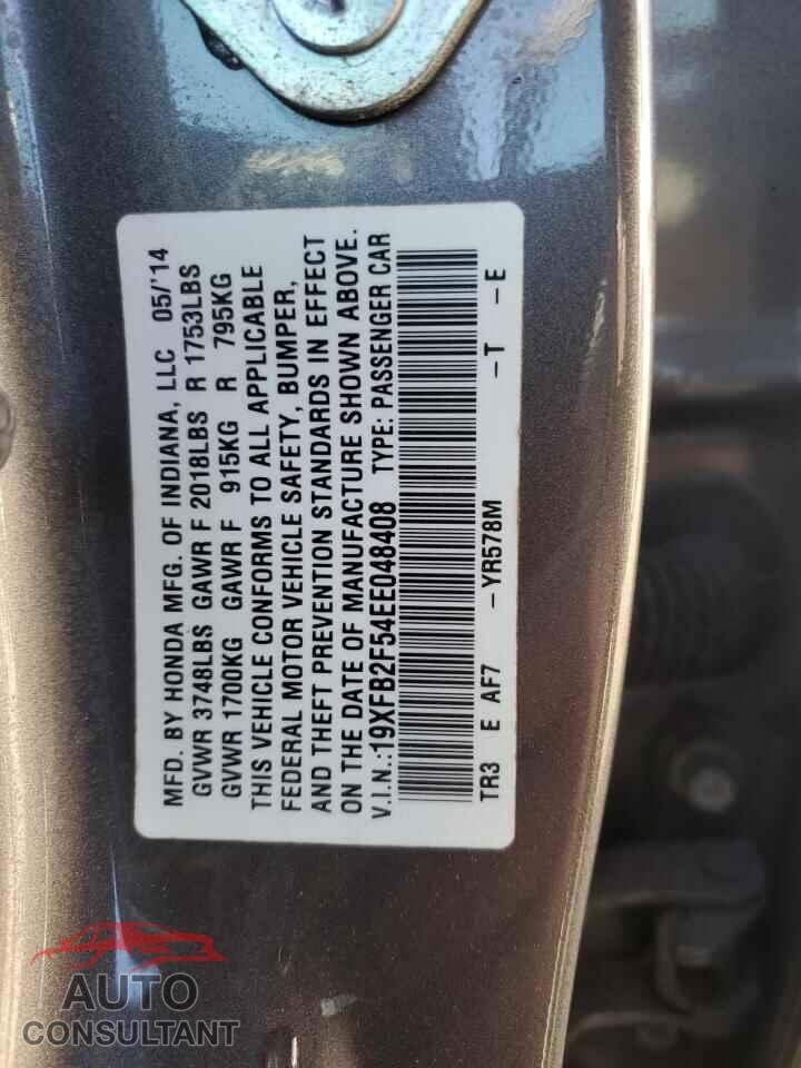 HONDA CIVIC 2014 - 19XFB2F54EE048408