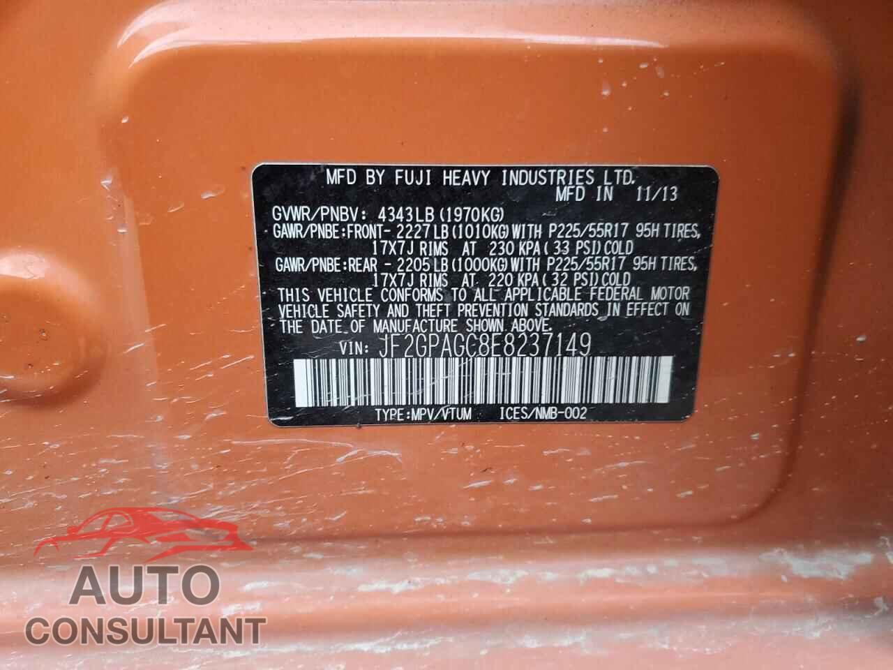 SUBARU XV 2014 - JF2GPAGC8E8237149