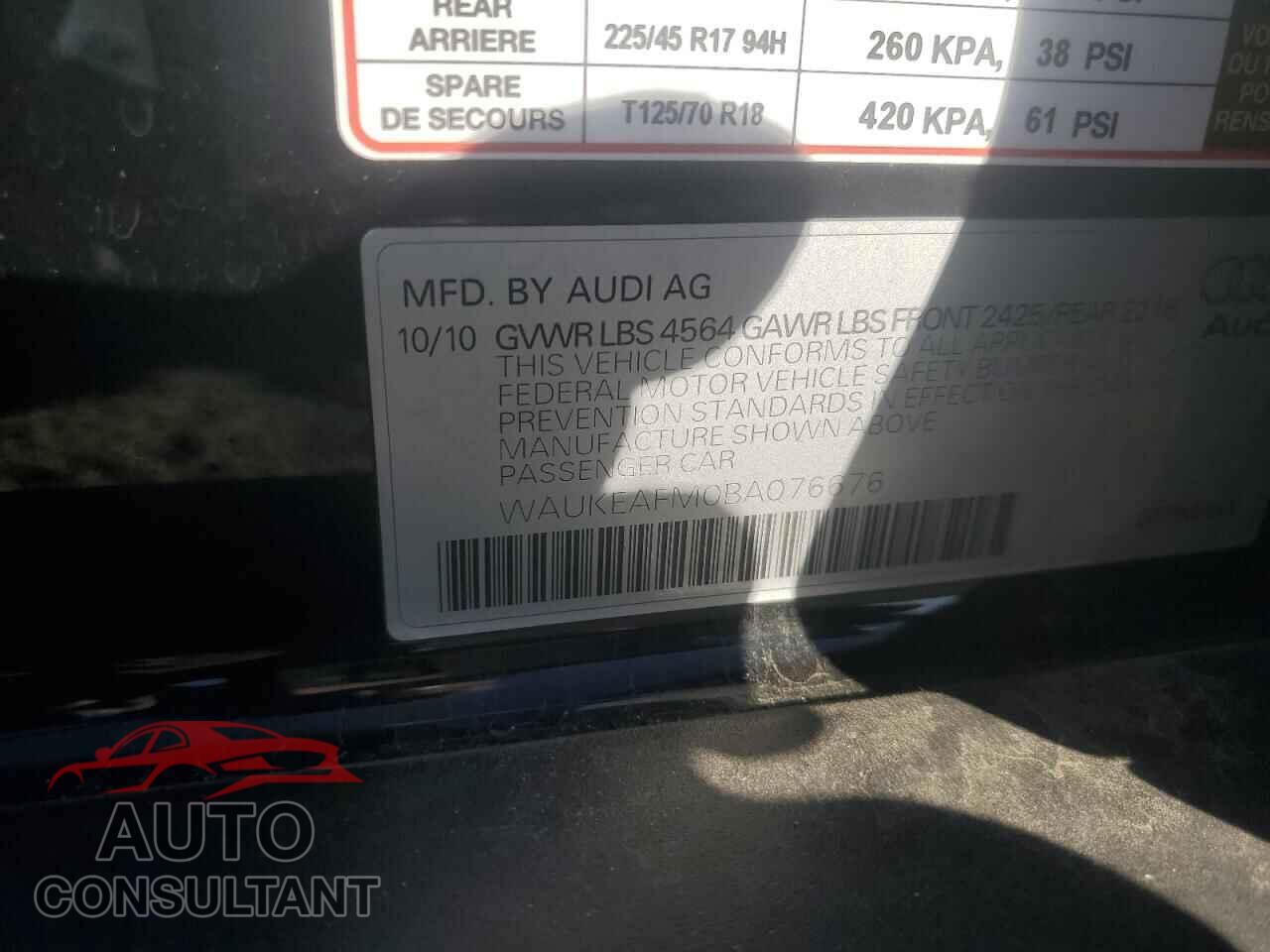 AUDI A3 2011 - WAUKEAFM0BA076676