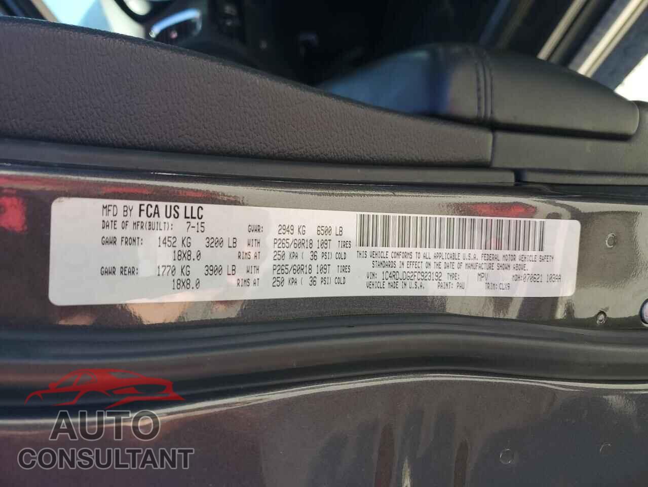 DODGE DURANGO 2015 - 1C4RDJDG2FC923192