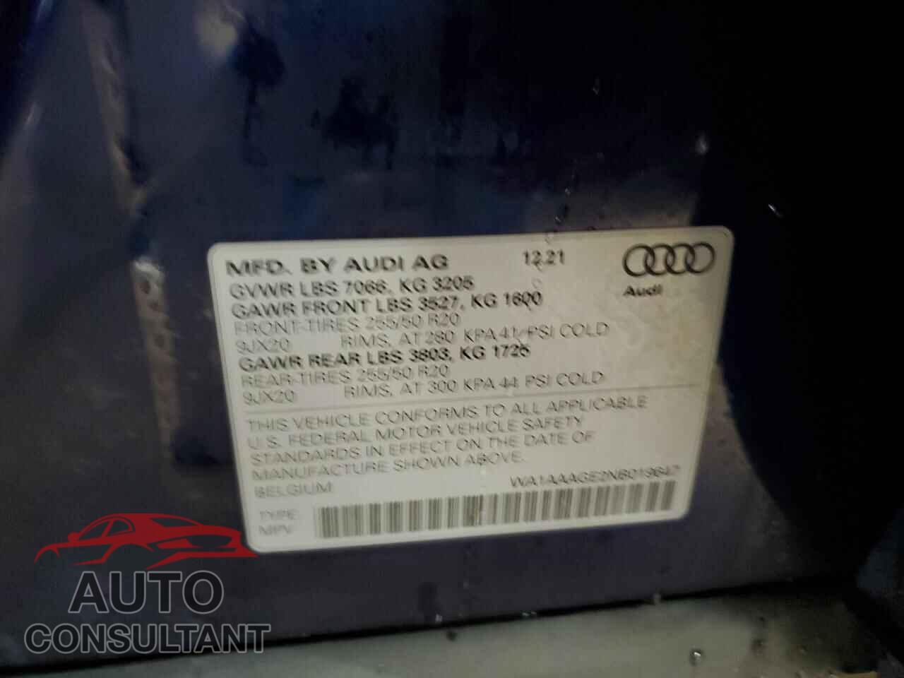 AUDI E-TRON 2022 - WA1AAAGE2NB019647
