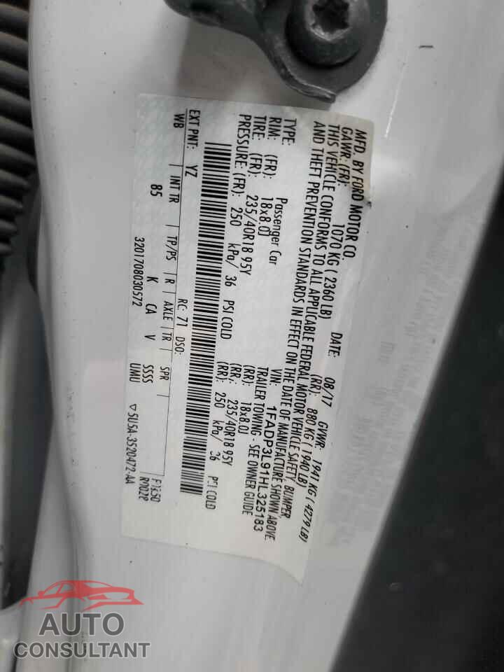 FORD FOCUS 2017 - 1FADP3L91HL325183