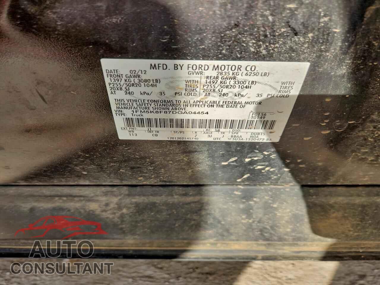 FORD EXPLORER 2013 - 1FM5K8F87DGA04454