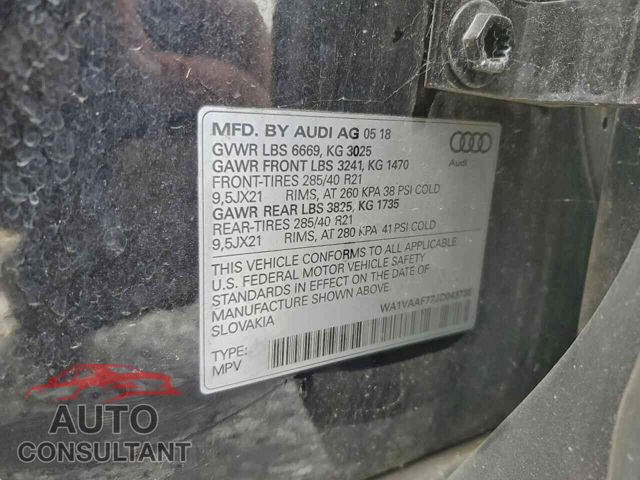 AUDI Q7 2018 - WA1VAAF77JD043736