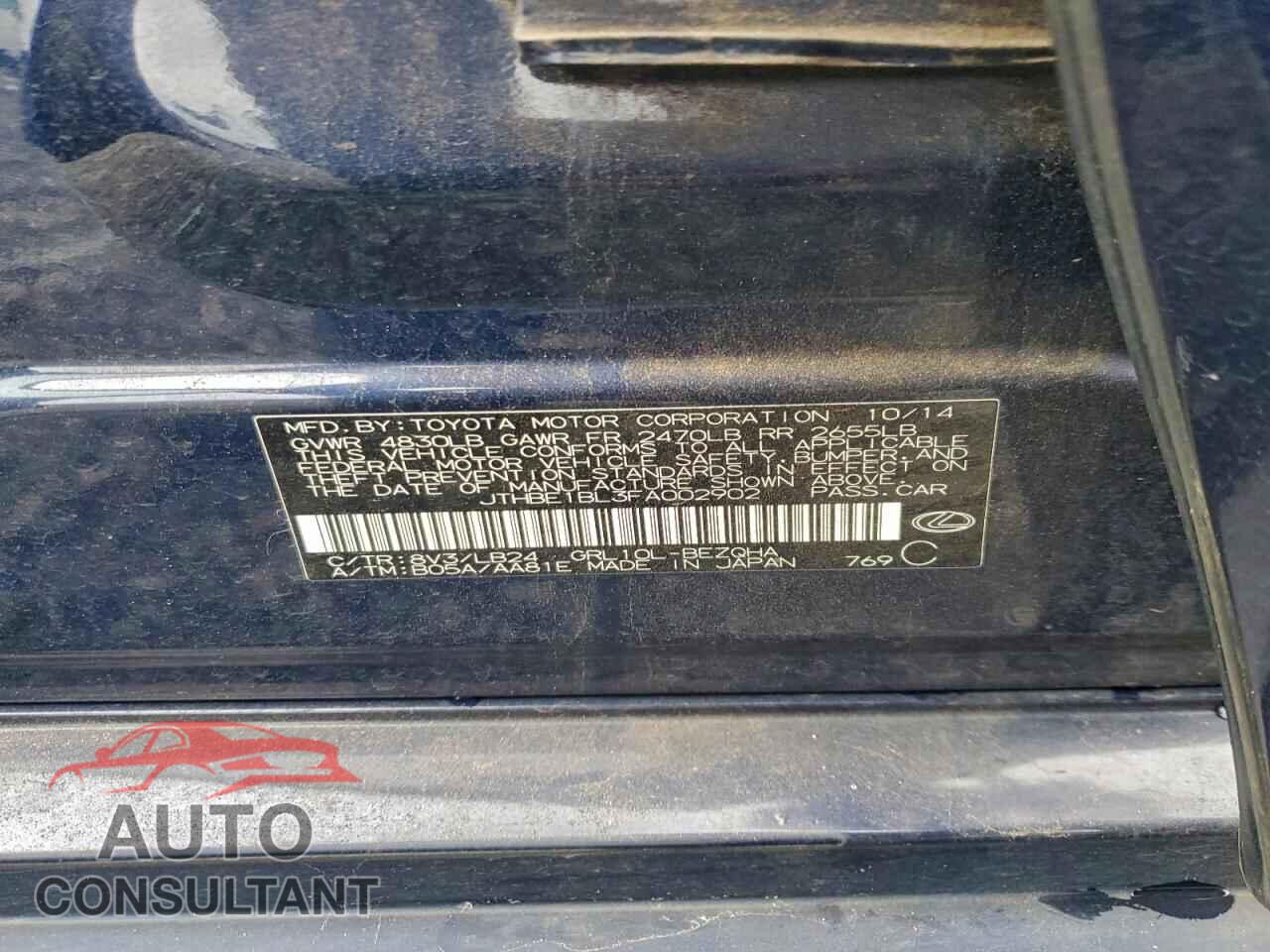 LEXUS GS350 2015 - JTHBE1BL3FA002902