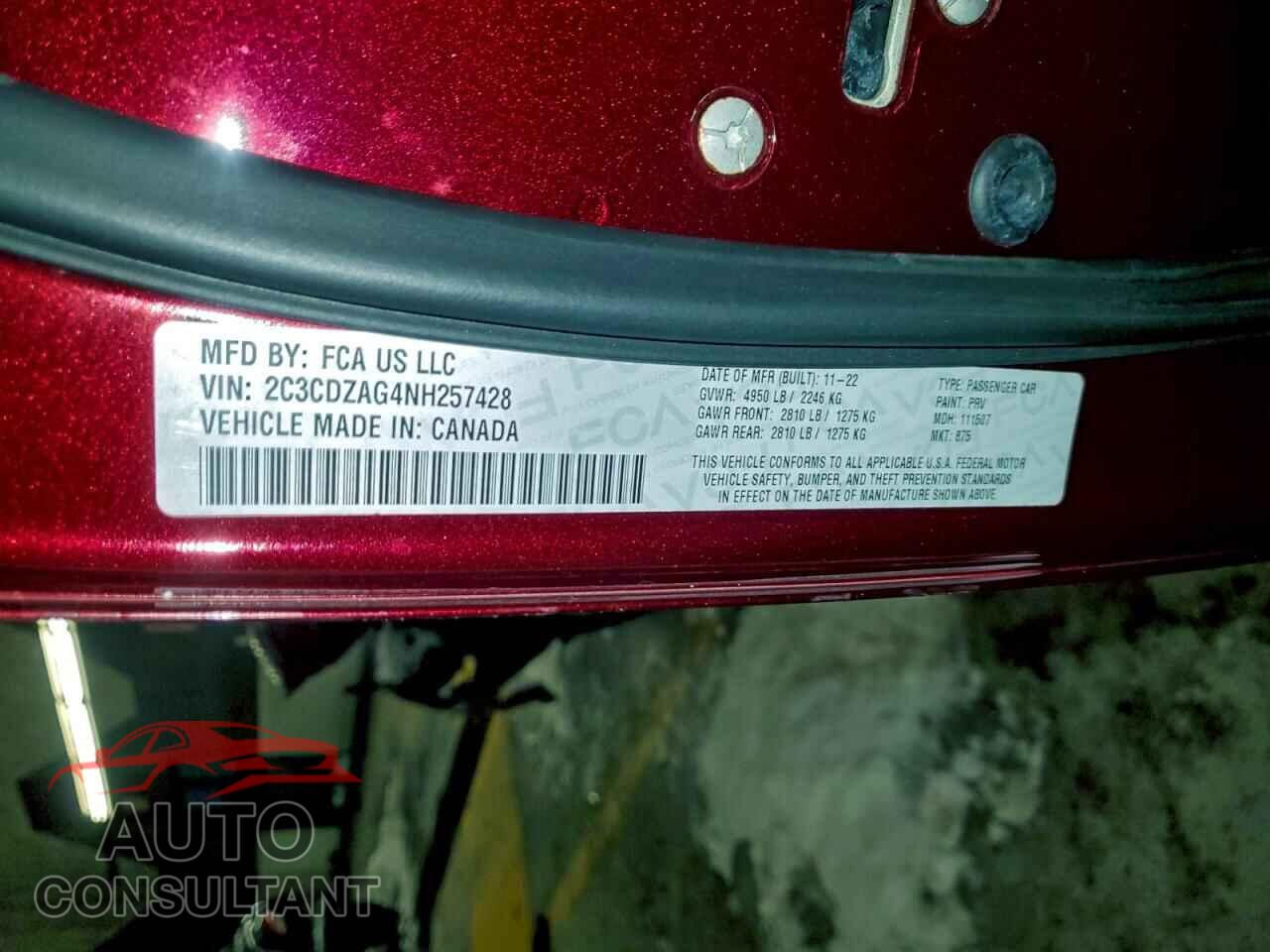 DODGE CHALLENGER 2022 - 2C3CDZAG4NH257428