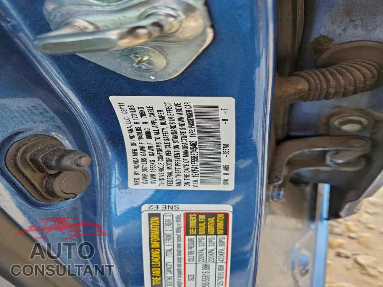 HONDA CIVIC 2011 - 19XFA1F55BE045462