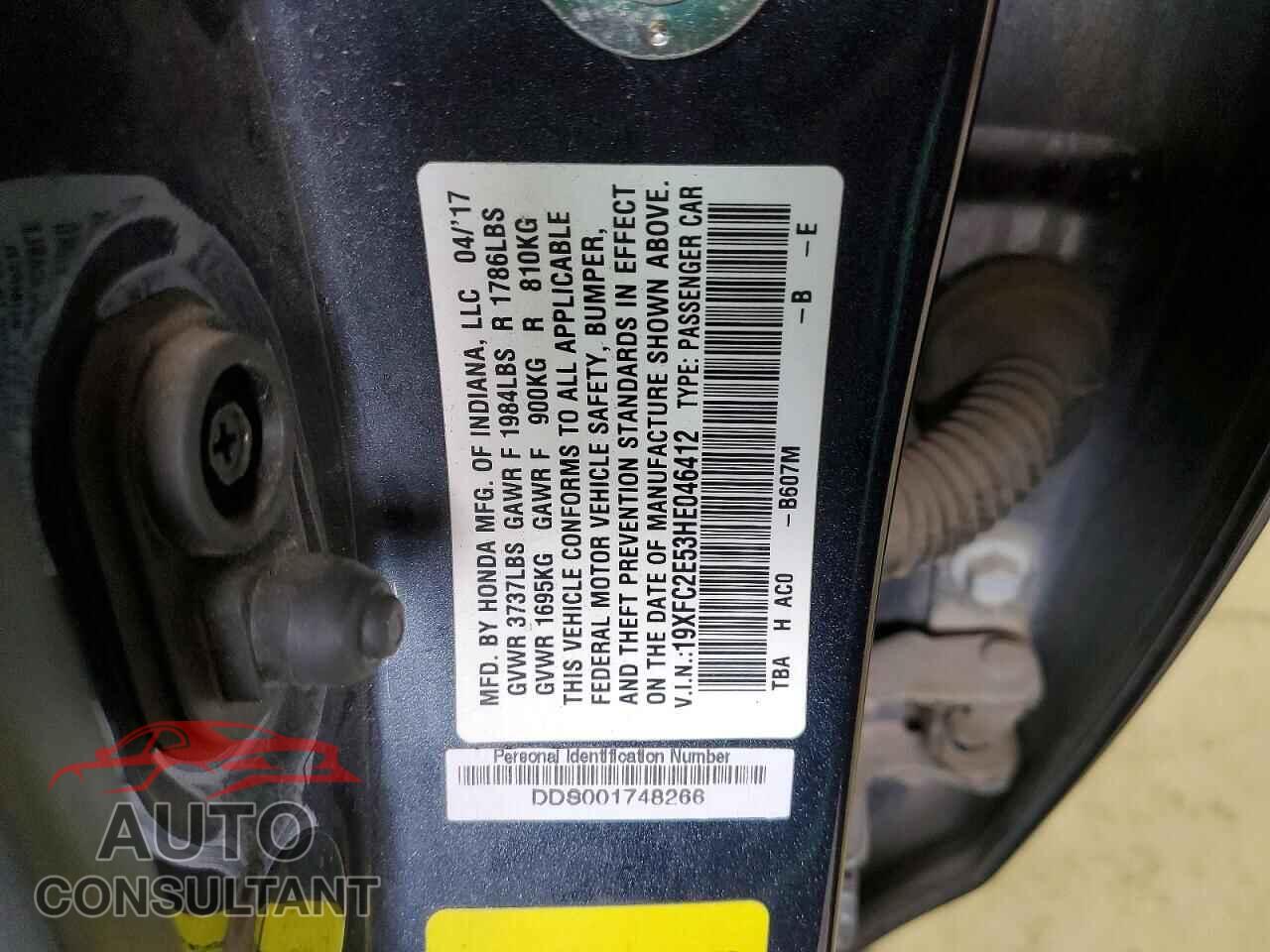 HONDA CIVIC 2017 - 19XFC2E53HE046412