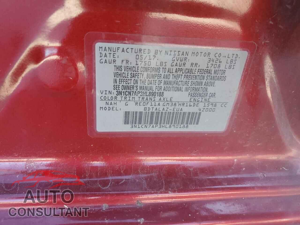 NISSAN VERSA 2017 - 3N1CN7AP3HL890188