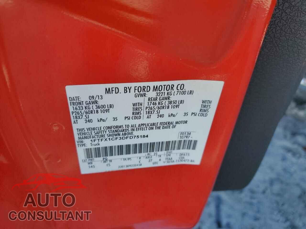 FORD F-150 2013 - 1FTFX1CF3DFD75184
