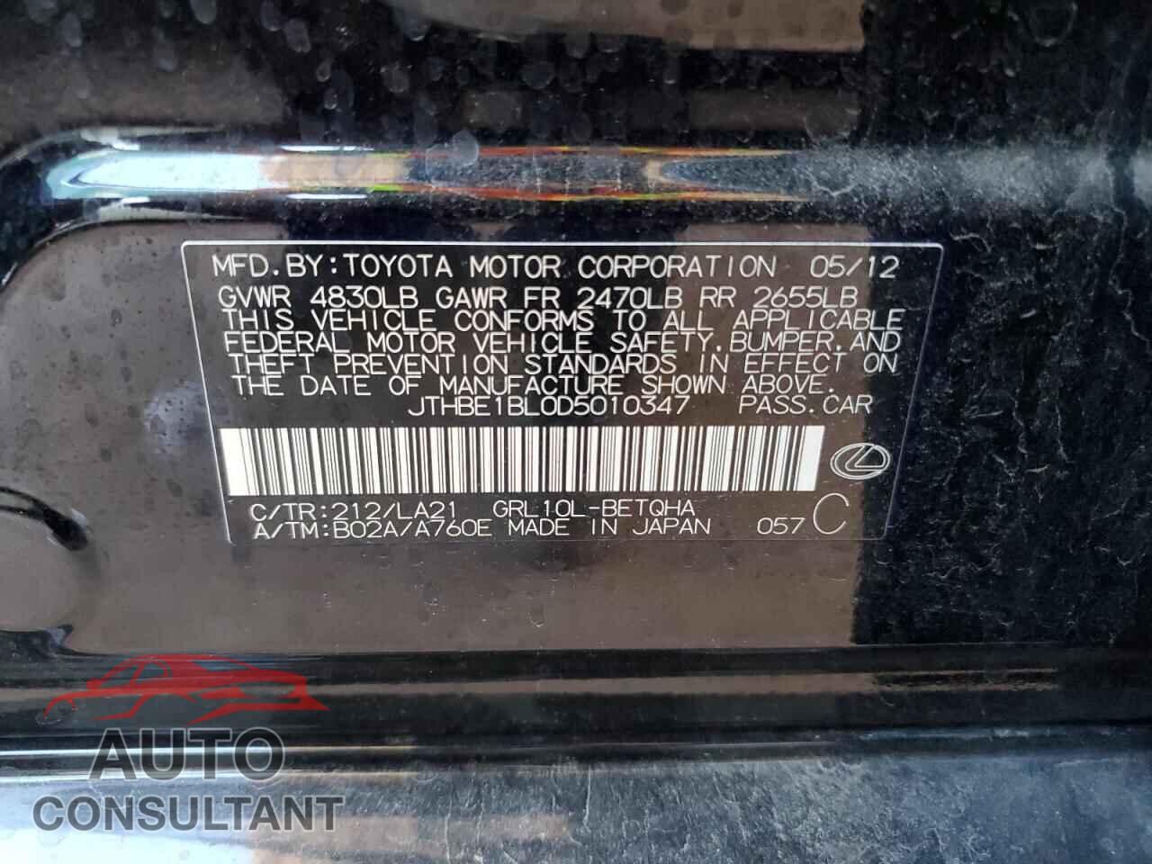 LEXUS GS350 2013 - JTHBE1BL0D5010347