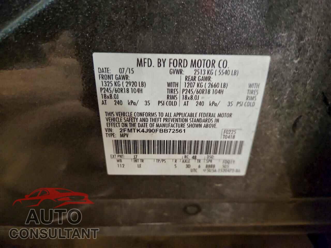 FORD EDGE 2015 - 2FMTK4J90FBB72561