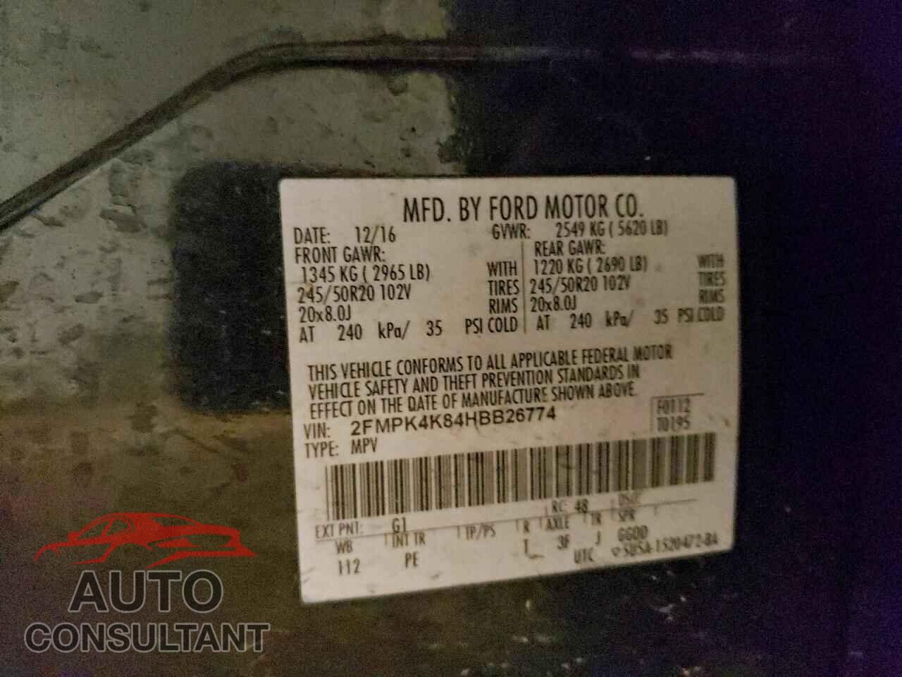 FORD EDGE 2017 - 2FMPK4K84HBB26774